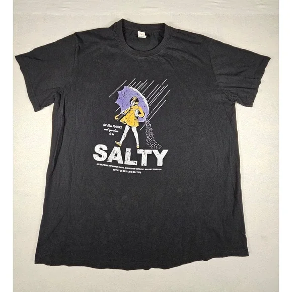 GANMIA Salty Morton Salt Girl Parody Graphic T-Shirt Black Mens XL - Picture 2 of 9